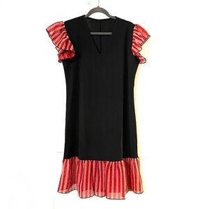 Contrast ruffle sleeve dress